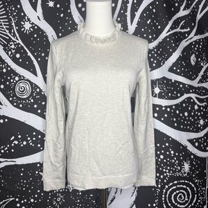 J. Crew Cream Long Sleeve Ruffle Top Sz S